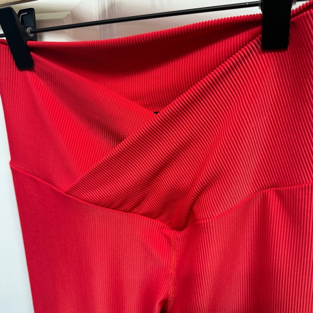 Beach Riot Red Ayla Ribbed Leggings S - Picture 3 of 5